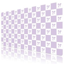Purple Checkered Mouse Pad Cute Bow Desk Mat XXL Large Gaming Mouse Pad for C... picture