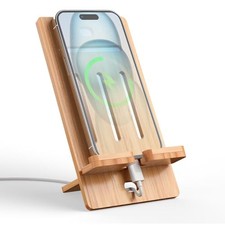  Wooden Bamboo Cell Phone Stand, Wood Charging Dock Holder, Stand (Phone) Slim picture