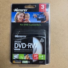 New Memorex Mini DVD+RW 3 Pack 1.4GB 30 min Single Sided DVD Camcorder picture