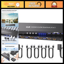 8K 60Hz 4K 120Hz HDMI KVM Switch for 1 Monitor & 4 PCs, USB 3.0 Hub picture