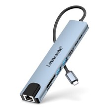 Lemorele Adaptador Hub USB 8 in 1 Usb 3.0, 4k Hdmi SD/TF,PD60W+rj45 network port picture