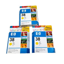 (Lot of 3) HP 38 Vivera Yellow C9417A Pigment Ink Cartridge Exp Sep 2012 picture