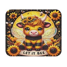 Cute Bee and Highland Cow Mouse Pad | Let It Bee Desk Accessory picture