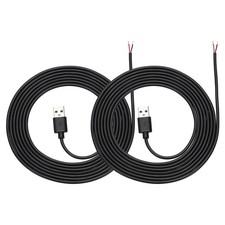 2Pcs 3m/9.84Ft USB Pigtail Cable, 5V 2.4A USB A to 2 Pin Bare Wires, Black picture