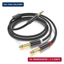 3.5mm TRS to Dual 6.35mm 1/4 TS Mono Breakout Cable，(3.3FT) Y Splitter Stereo Co picture
