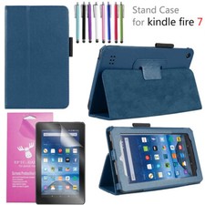 Folio Leather Smart Case For Amazon Fire 7 tablet, 7” display 2022 Release Cover picture