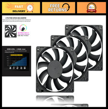 Ultra Slim 80mm Case Fan 4-Pin PWM 800-2200RPM - Quiet PC Cooling Fans 3 Pack picture