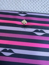 Kate Spade Striped Pink Black Purple Neoprene Laptop Sleeve 13