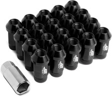 J2 Engineering Black 7075 Aluminum M12x1.5 Knurled Lug Nuts & Adapter - 20 Pcs picture