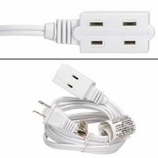 15 Pack of 9Ft 3-Outlet Power Extension Cord White 16AWG/2 picture