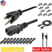 Durable 6ft Computer Power Cord 10 Pack NEMA 5-15 to C13 - 18 AWG  Certified picture