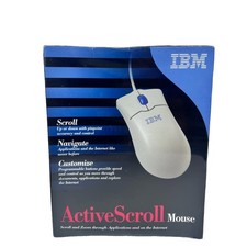 Vintage IBM Active Scroll PS/2 Computer Mouse - White 09N5514 New Sealed NOS picture