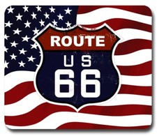 ROUTE 66 USA Flag ~ Mouse Pad / PC Mousepad ~ Retro Patriotic America Great Gift picture