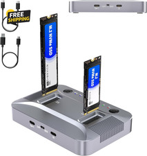 M.2 NVMe SATA SSD Cloner 10Gbps USB C Dual Bay Dock Tool Free 16TB Support picture