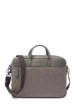 Fossil Briefcase Double Zip Laptop Case Bag Grey Handle With Shoulder Strap $198 picture