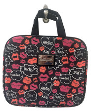 Betsey Johnson Betseyville Laptop Ipad Bag Work Book Kiss Lips Fun Pink Black picture