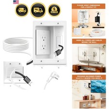 in Wall Cable Management Kit with Recessed Tv Outlet Box-Two-Hole Socket, 9ft... picture