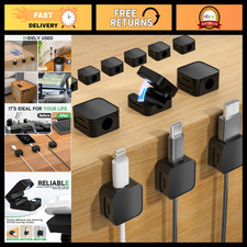 12 Magnetic Cable Clips - Black, Organize Cords, Tidy Up Your Workspace, Strong picture
