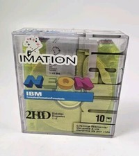 Imation 10 Pack NEON Formatted Diskettes IBM 2HD 1.44 MB Acrylic Box NEW picture