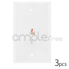3x White 6P6C Single Phone Jack Wall Plate RJ-11 RJ 12 Telephone Modular Lot NEW picture