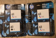 1 HP 61 Black + 3 Tri-color Printer Ink Cartridges Yellow Cyan Magenra 2016-22 picture