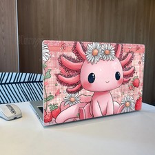Cute Pink Flowers Strawberries Kawaii Grid Pattern Vinyl Laptop Skin Removable picture