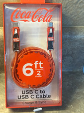 Coca-Cola Charge & Sync USB-C to USB-C USB Cable 6 ft Orange picture