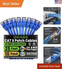 Cat 6 Ethernet Patch Cable 25 ft Blue 10 Pack - Cat6 Patch Cables 25ft Blue/E... picture