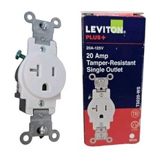LEVITON Plus+ 20 Amp Single Outlet  Tamper Resistant White  5-20R R52-T5020-WS picture