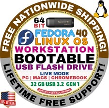 LINUX FEDORA 40 WORKSTATION BOOTABLE USB DRIVE |  64-BIT, Live Mode | MAC, PC picture