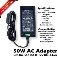 Universal Liteon PA-1051-0 AC Adapter 100-240V 1.5A 12V 50W 5KTNX 05KTNX 770375- picture