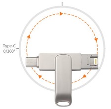 3-in-1 128GB/256GB/512GB USB-C/Lightning/USB-A 3.0 Thumb Drive Memory Stick picture