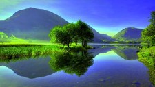 Landscape mountains lake clear sky blue nature Custom Gaming Mat Desk picture