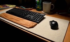 Wool White Felt Desk Pad | Handmade Thick Natural Cork Base for Office & Gaming picture