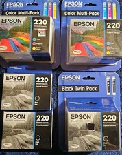 10-Set Epson 220 (4)Black (2)Cyan (2)Magenta (2)Yellow Ink Cartridges  Exp 2020 picture
