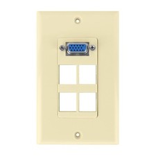 Construct Pro VGA Keystone Wall Plate (4 Ports, Ivory) picture