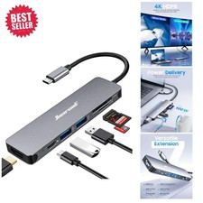 Elegant 7-in-1 USB C Hub - 4K HDMI, Power Delivery & Data Transfer in Space Grey picture