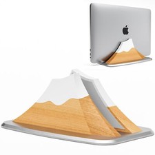 Vertical Laptop Stand - Snow Peak-Shaped Wooden Holder Dock Compatible with M... picture