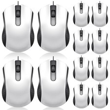 12 PCS White USB Wired Optical Ergonomic Computer Mice Bulk Set picture