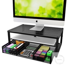 Metal Monitor Stand Riser and Computer Desk Organizer with Drawer for Laptop picture