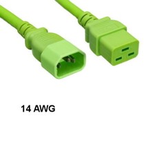 [Lot10] Green 10Ft Heavy Duty Power Cord IEC-60320 C14 to C19 14AWG 15A/250V PDU picture