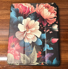 Floral Folding Folio Case for Apple iPad 9.7in Rigid Plastic Stand Black picture