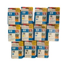 Lot of 11 Genuine HP Vivera 38 Ink Cartridge, Cyan, Matte Black, Magenta, Yellow picture