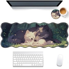 Large Gaming Mouse Pad for Desk, 31.5x11.8in, Irregular Wavy Stitched Edges, ... picture