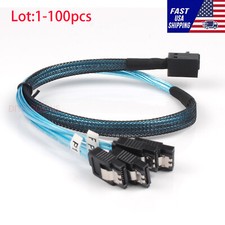 Lot Mini SAS SFF-8643 Target to 4 SATA 7pin Host Hard Disk Data Serve Raid Cable picture