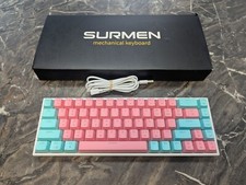 Surmen GT68 Wired Mechanical Gaming Keyboard, Pink White And Blue Theme Miami picture