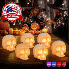 6-Pack Halloween Skull Light with Music, 5-Mode Skull Lamp picture