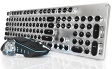 EWEADN TK950 Typewriter Mechanical Keyboard and Mouse, 104 Black-Wireless picture