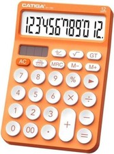 12 Digit Desktop Calculator - Basic Desk Calculator with Large LCD - Orange picture