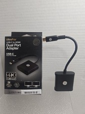 GE ULTRAPRO USB-C to Dual Port HDMI Adapter, BLACK, 4K, UltraHD Open Box New picture